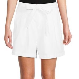 Tommy Hilfiger Double Front Pleat Paperbag Waist Tie Woven Shorts